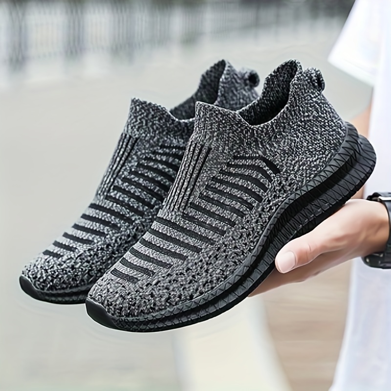 Men's Knit Breathable Lightweight Slip On Casual Outdoor Non-slip Sole Spring And Summer Temu