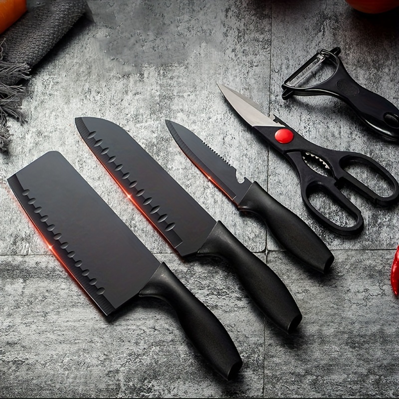 Kitchen Knife Set, 9-Piece Red Kitchen Knife Set with Acrylic Block, Non  Stick Sharp High Carbon Stainless Steel Knife Set for Kitchen Cutting Meat