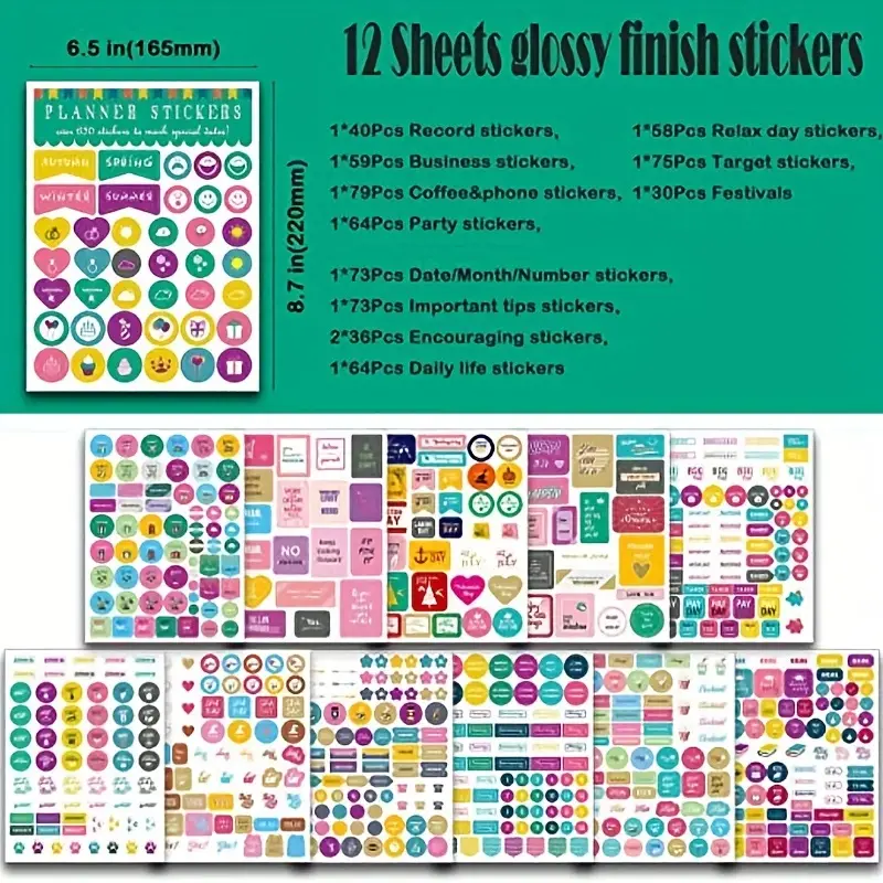 12 Monthly Planner Date Sticker Sheets, 365 Daily Planner Number Stickers,  Decorative Planner Sticker Accessories For Customizing Undated Planners,  Calendar, Notebooks - Office & School Supplies - Temu