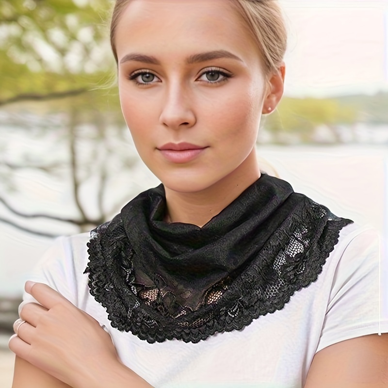 Elegant Lace Face Mask Thin Breathable Veil Hollow Neck - Temu