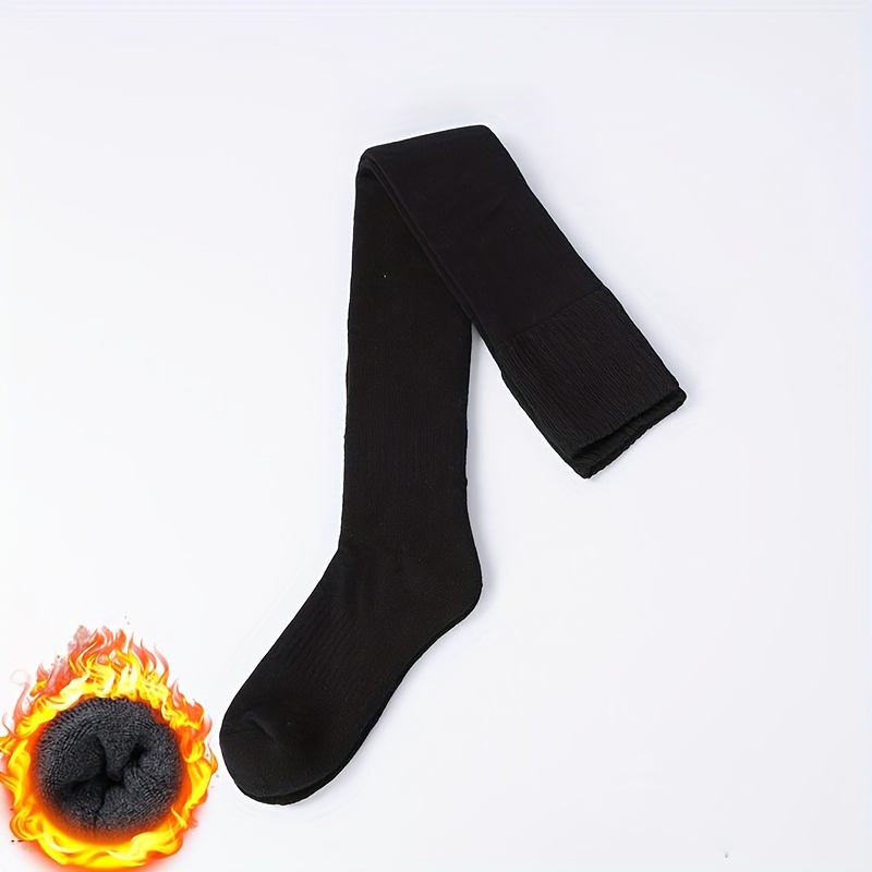 TEMU Men's Trendy Solid Thickened Warm Terry Over The Knee Socks, Absorb Sweat Comfy Casual Unisex Stockings For Winter