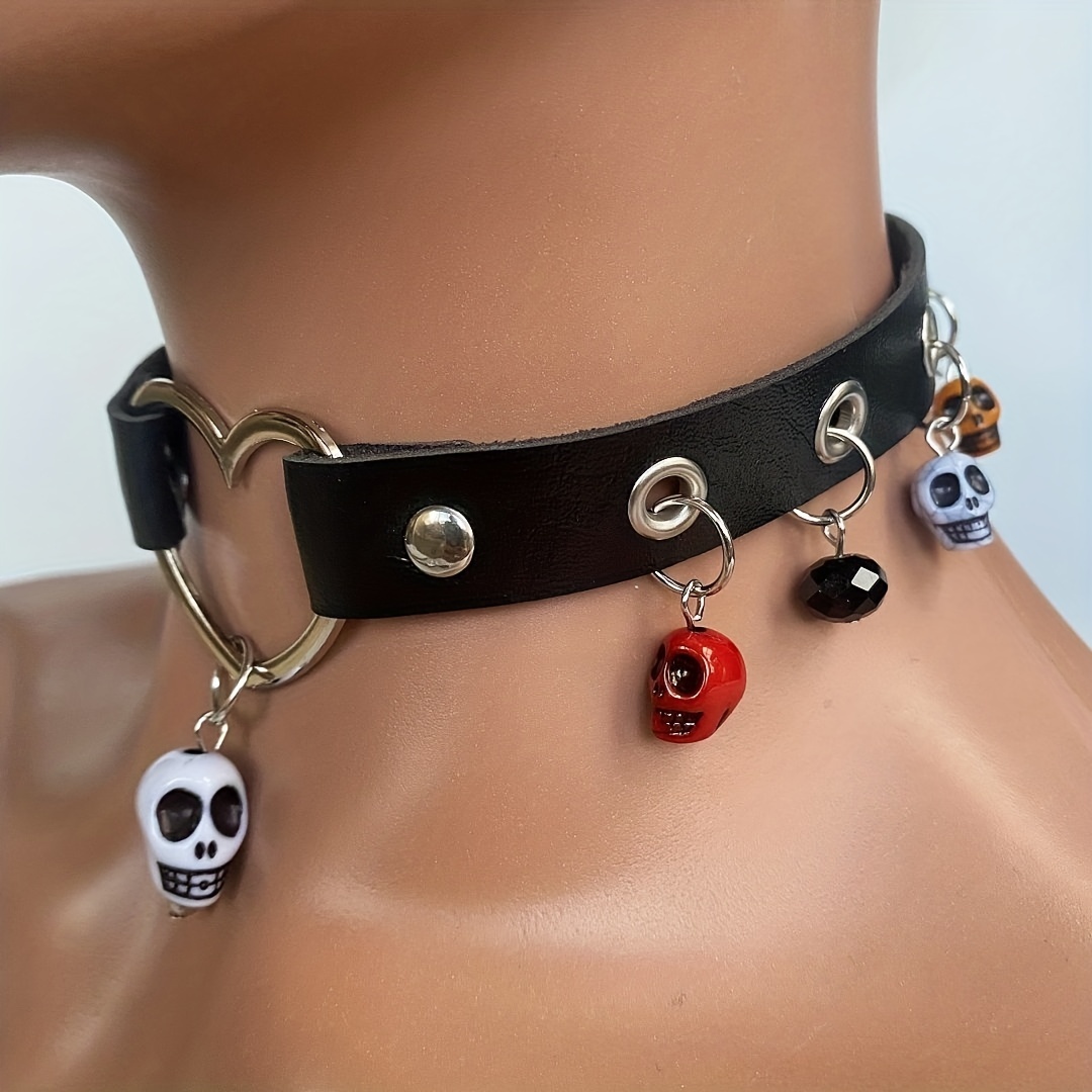  CIYODO 1 Pc Halloween Skull Pet Collar Goth Collar