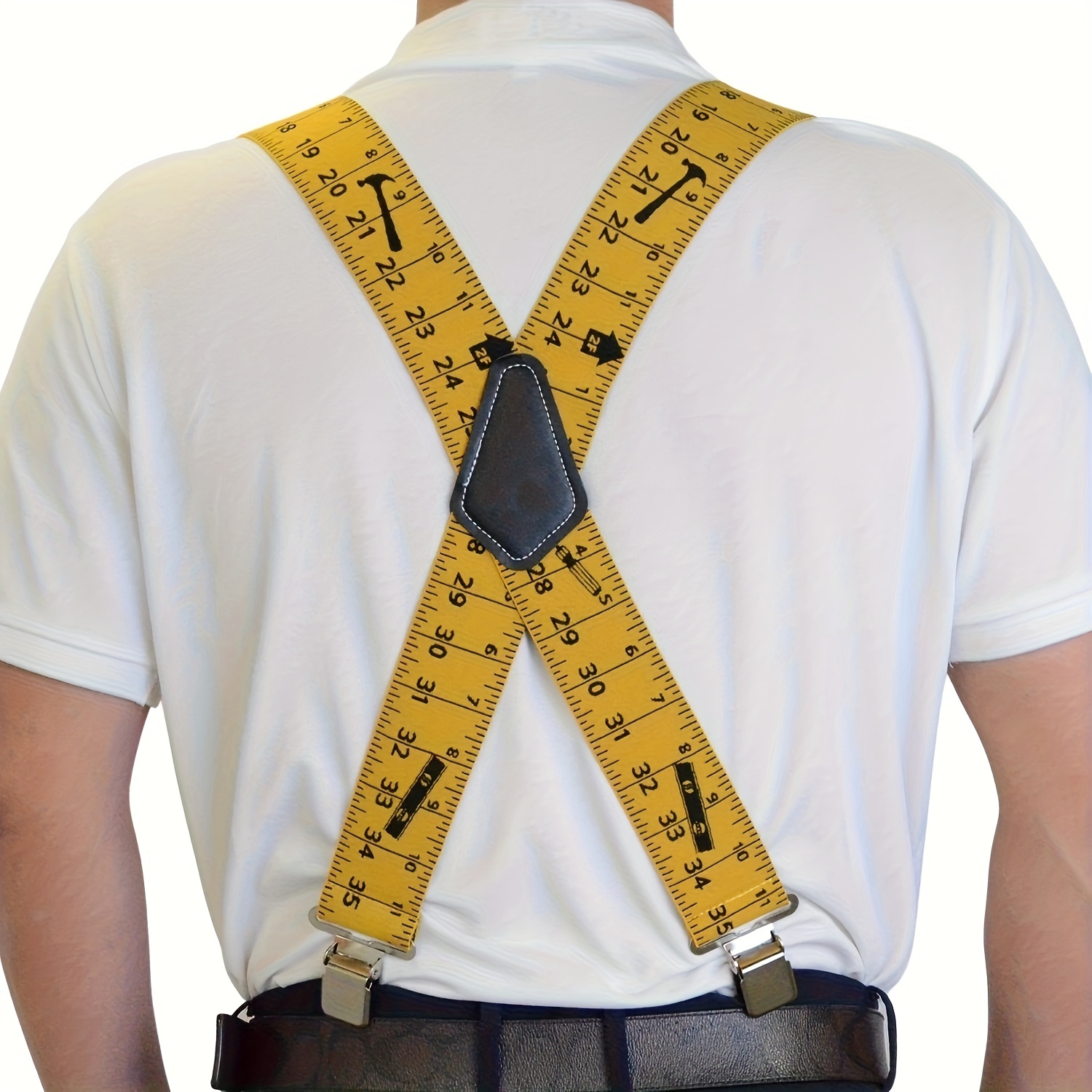 Tape Measure Suspenders For Men, Wide X-shaped Working Suspenders