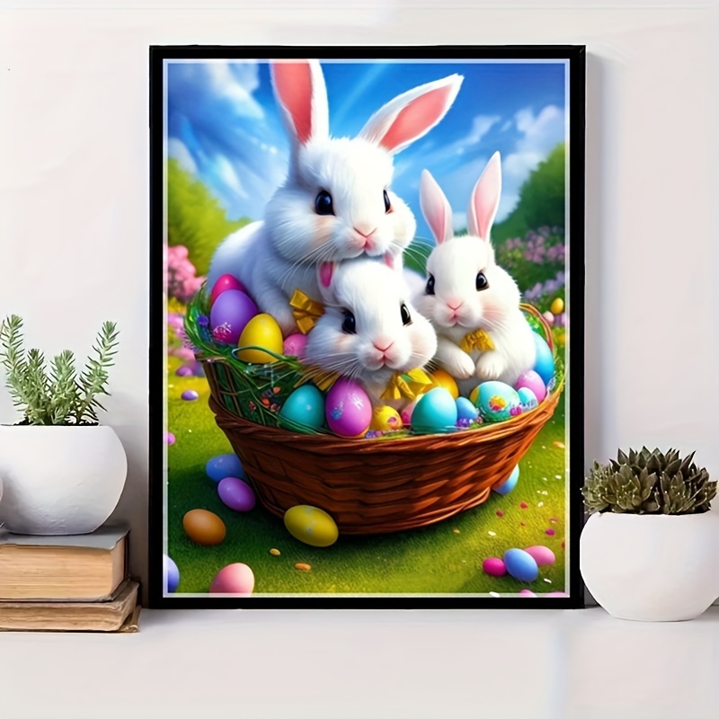 

Easter Bunny Eggs Creative Pattern Diy Diamond Art Painting Kit, Full Diamond Round Diamond, Mosaic Art Craft, Suitable For Beginners, Home Wall Decoration, Gift, Without Frame, 30x40cm/11.8x15.7in