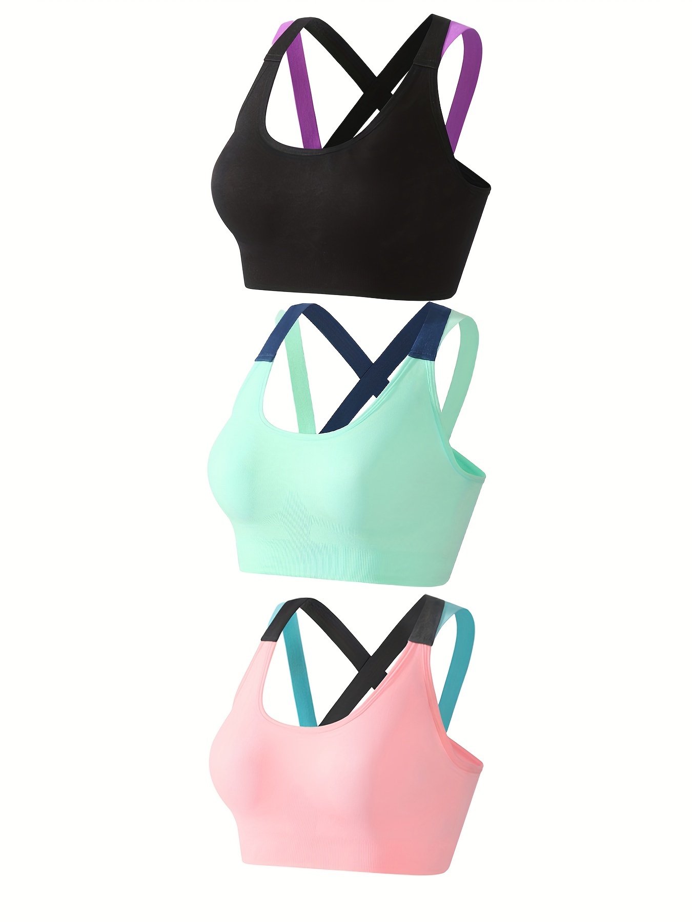 Criss Cross Back Sports Bra Comfy Breathable Running Workout - Temu Canada