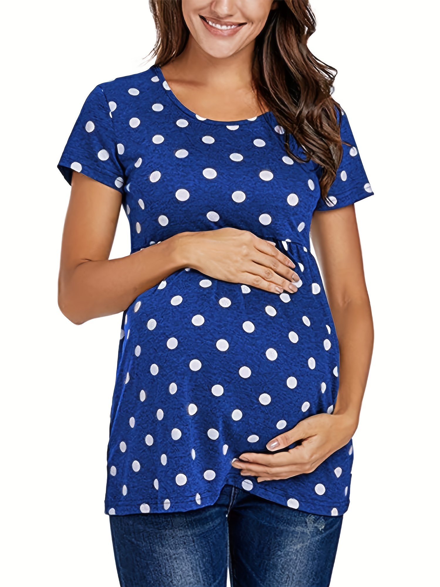 Mujeres Embarazadas Maternidad Polka Dots Print Camiseta De Manga Larga  Para Otoño Invierno, Ropa De Mujer Embarazada