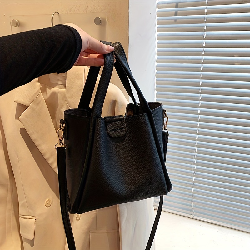 Minimalist Tote Bag Set Luxury Solid Color Handbag Women's - Temu