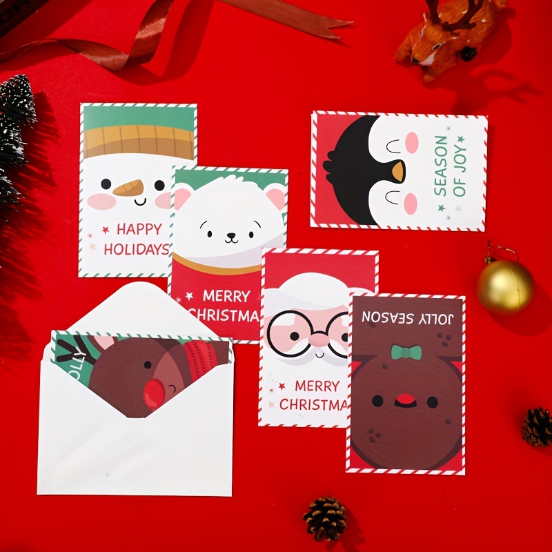 24sheets/set, Creative Christmas Greeting Cards For Cartoon Cute Mini Fold  Small Cards Gift Envelopes For Christmas, Small Business Supplies, Thank Yo