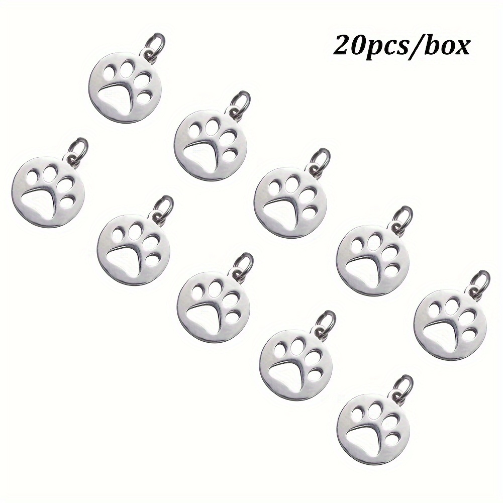 6pcs Paw Stainless Steel Charms, jewelry making, earring charms, dog  charms, earring making, charms for earrings, jewelry charms