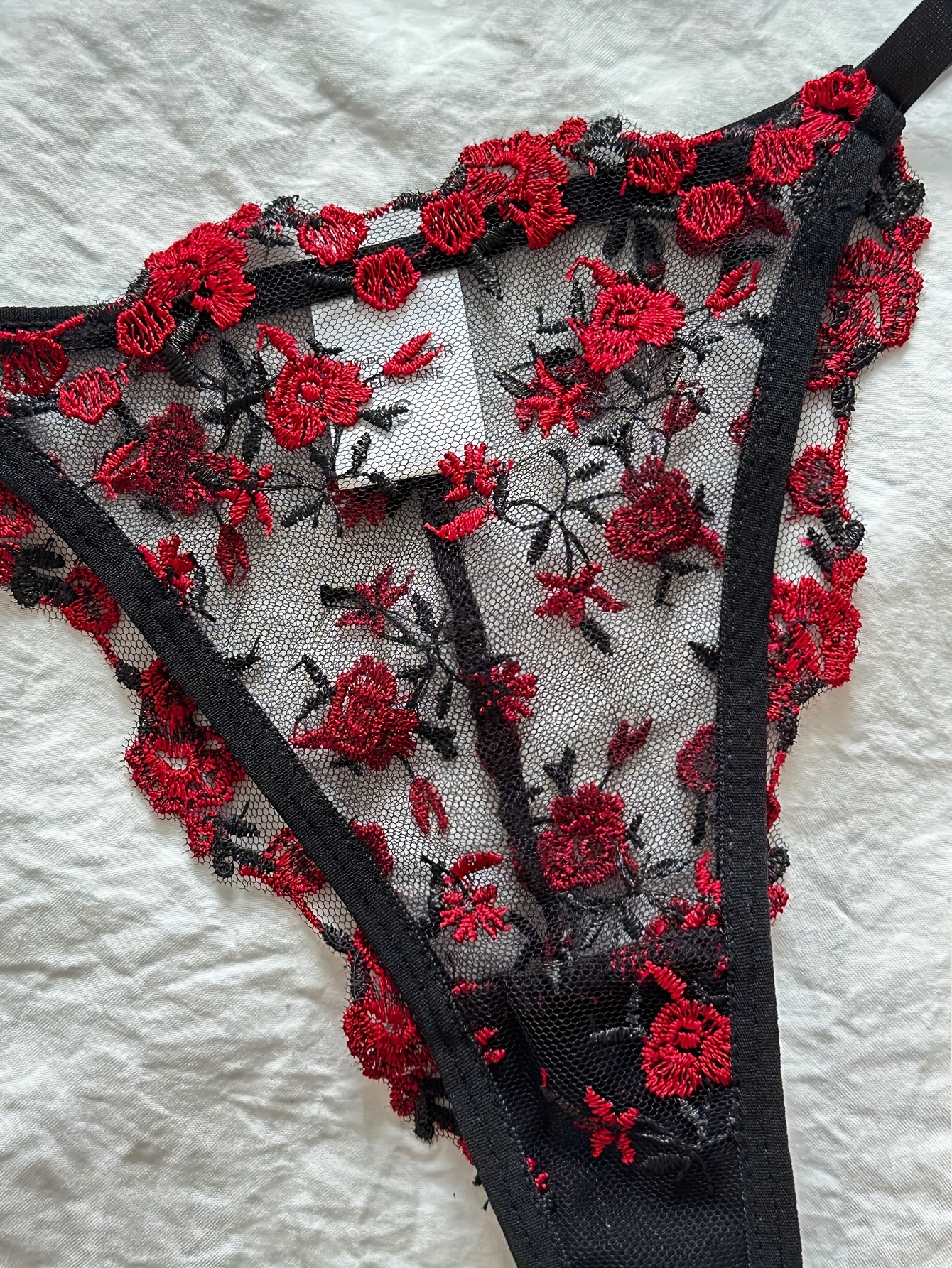 Floral Embroidery Lingerie Set Hollow Unlined Bra Sheer Mesh - Temu