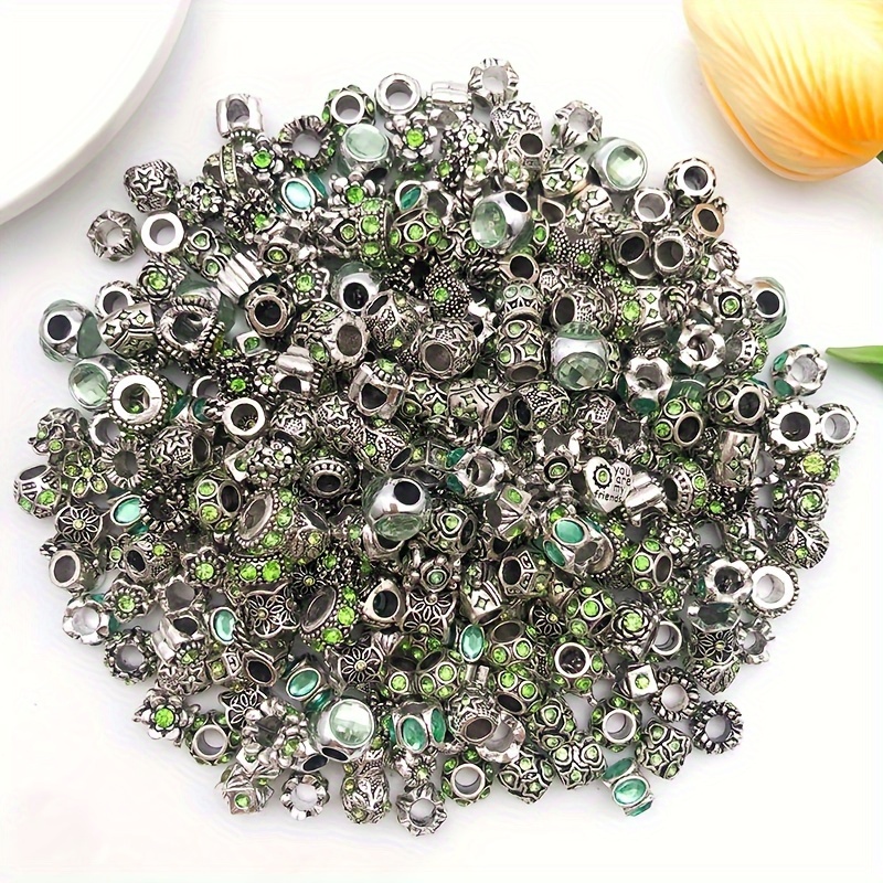 Large Hole Bead 4 Row Rhinestone Spacer Beads Mixed Color - Temu