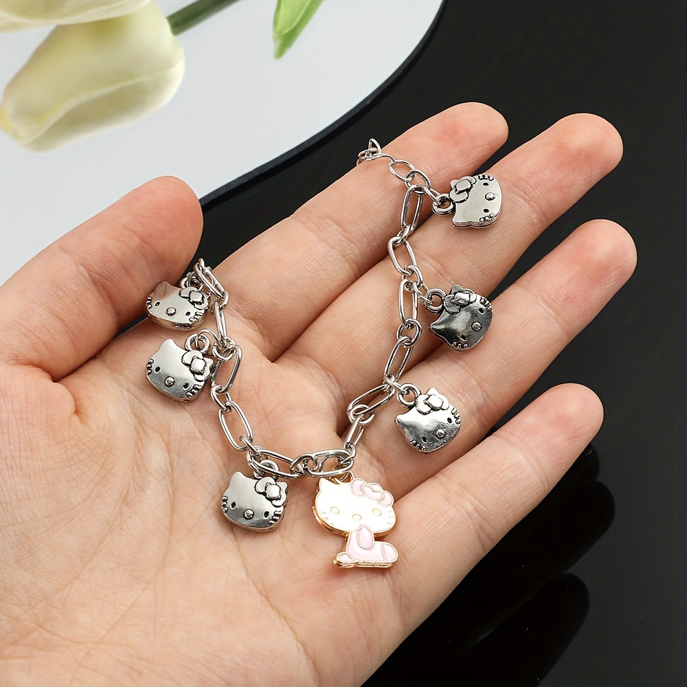 1pc Luxury Crystal Beads Bangle for Men DIY Bracelet, Hello Kitty Pendant Hand Chain Accessories Gifts,Temu
