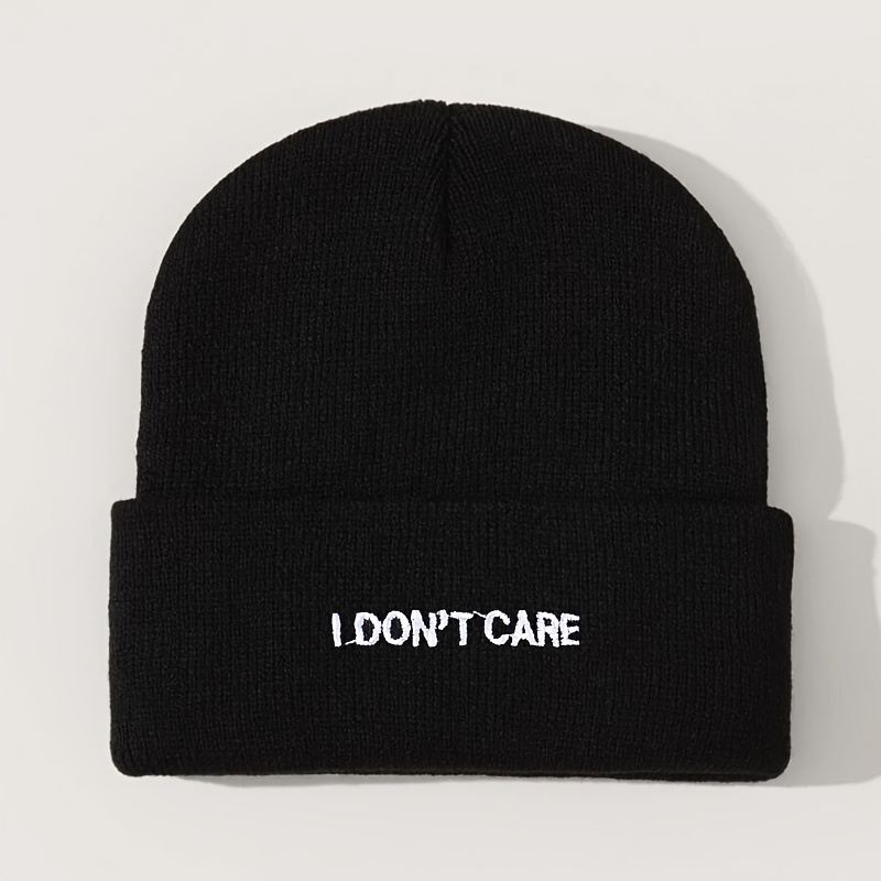 Embroidery I DON'T CARE Knit Hat Beanie Hat Cap