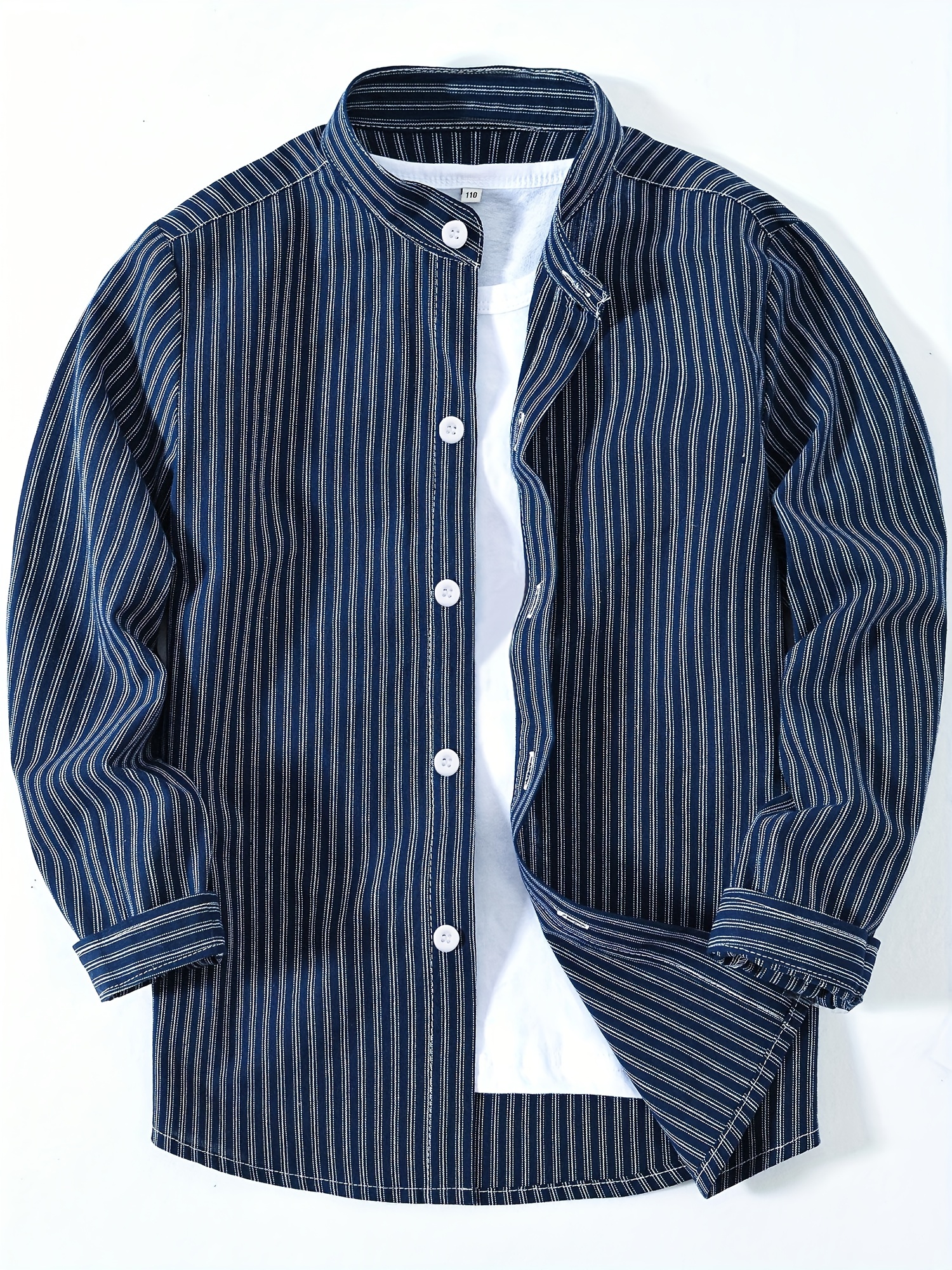 Boys Striped Casual Long Sleeve Lapel Shirt