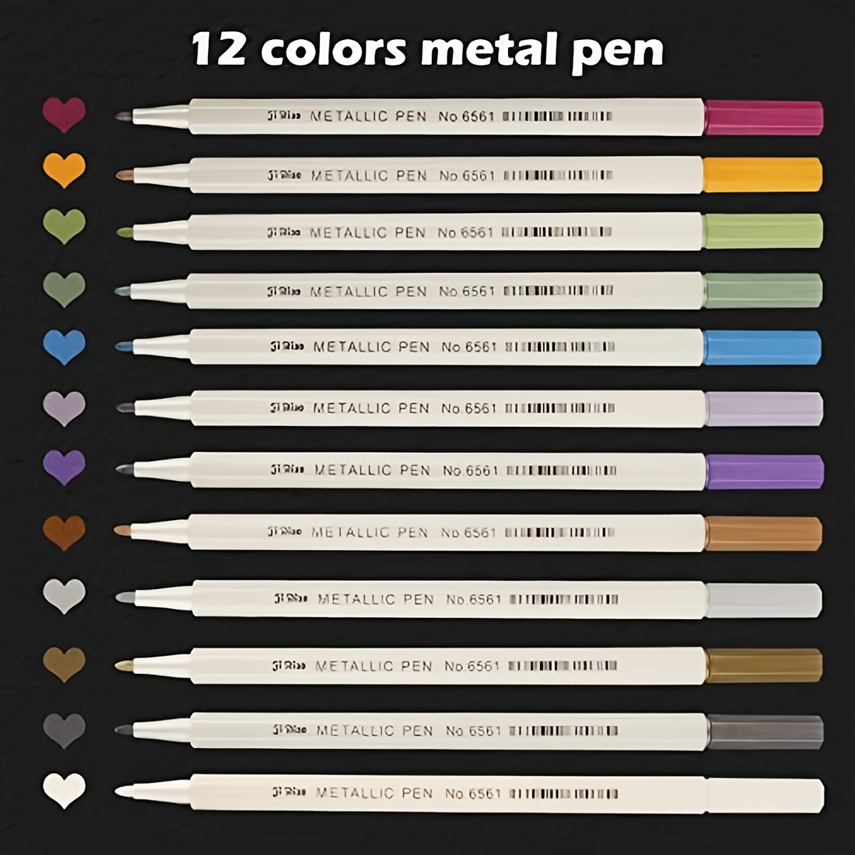Metallic Markers Fine Point Metallic Marker Pens Art Rock Painting Card  Making Ceramics Set of 12 - Drawing Instruments
