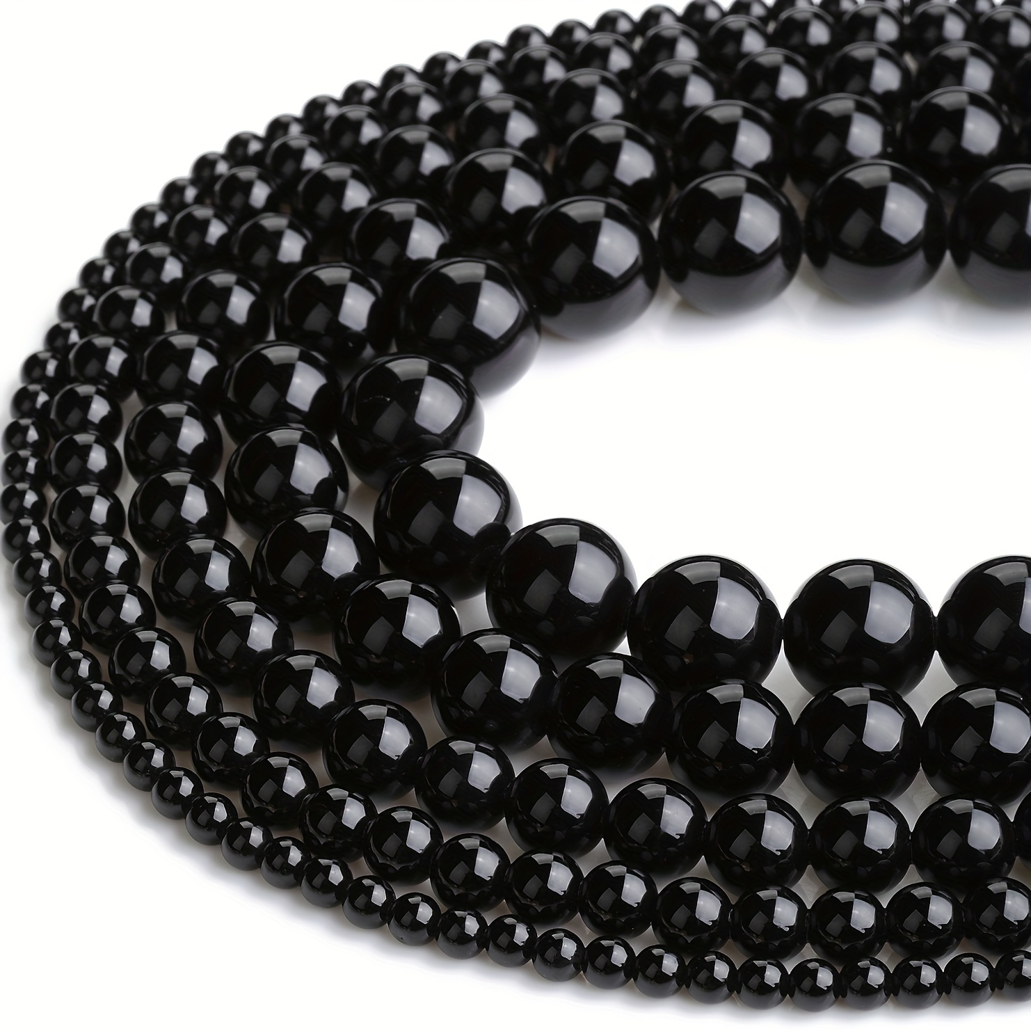 1 Strand Natural Black Obsidian Round Loose Power Beads Diy - Temu ...