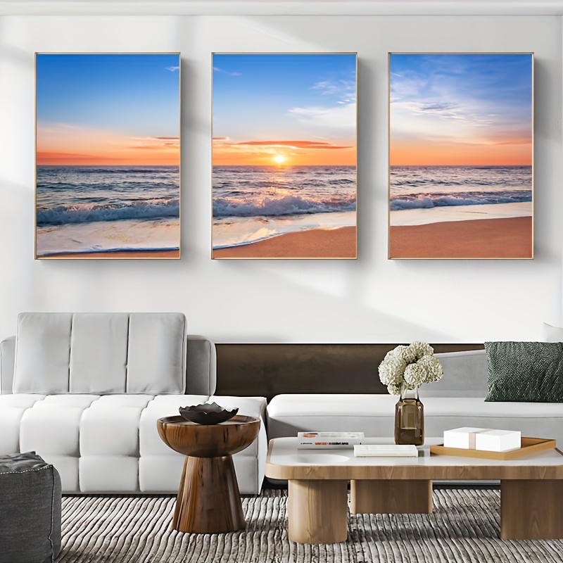 1pc Pittura Su Tela Darte Moderna, Poster E Stampe Di Paesaggi Naturali Di  Spiaggia Di Mare Al Tramonto, Panorama Di Arte Murale Scandinava Per  Soggiorno, Camera Da Letto E Decorazione Domestica, Senza