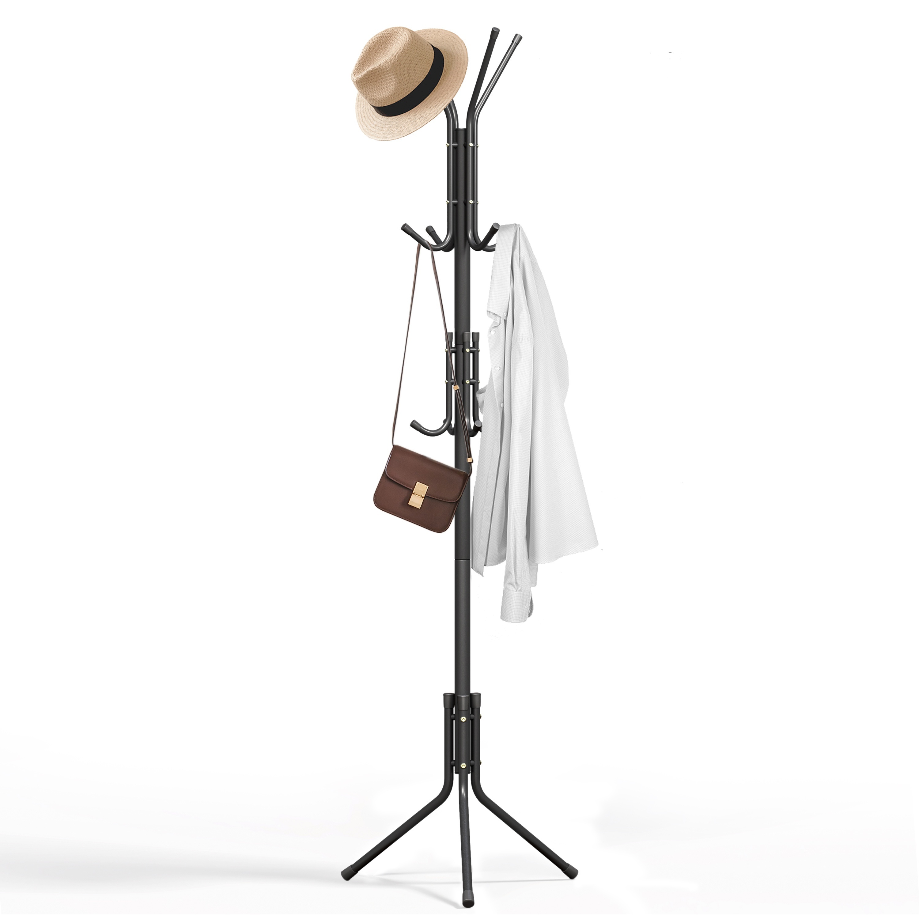 Perchero de madera resistente, árbol de abrigo con 8 ganchos de pie para  sombrero, soporte para sombrero para accesorios de oficina (color A-01)