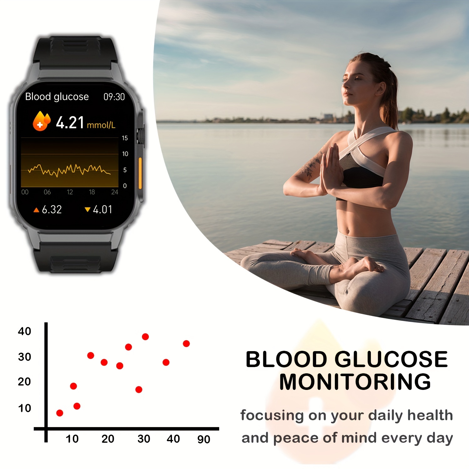 Smart Watch Heart Rate Blood Pressure Monitor Fitness Tracker for Android  iPhone