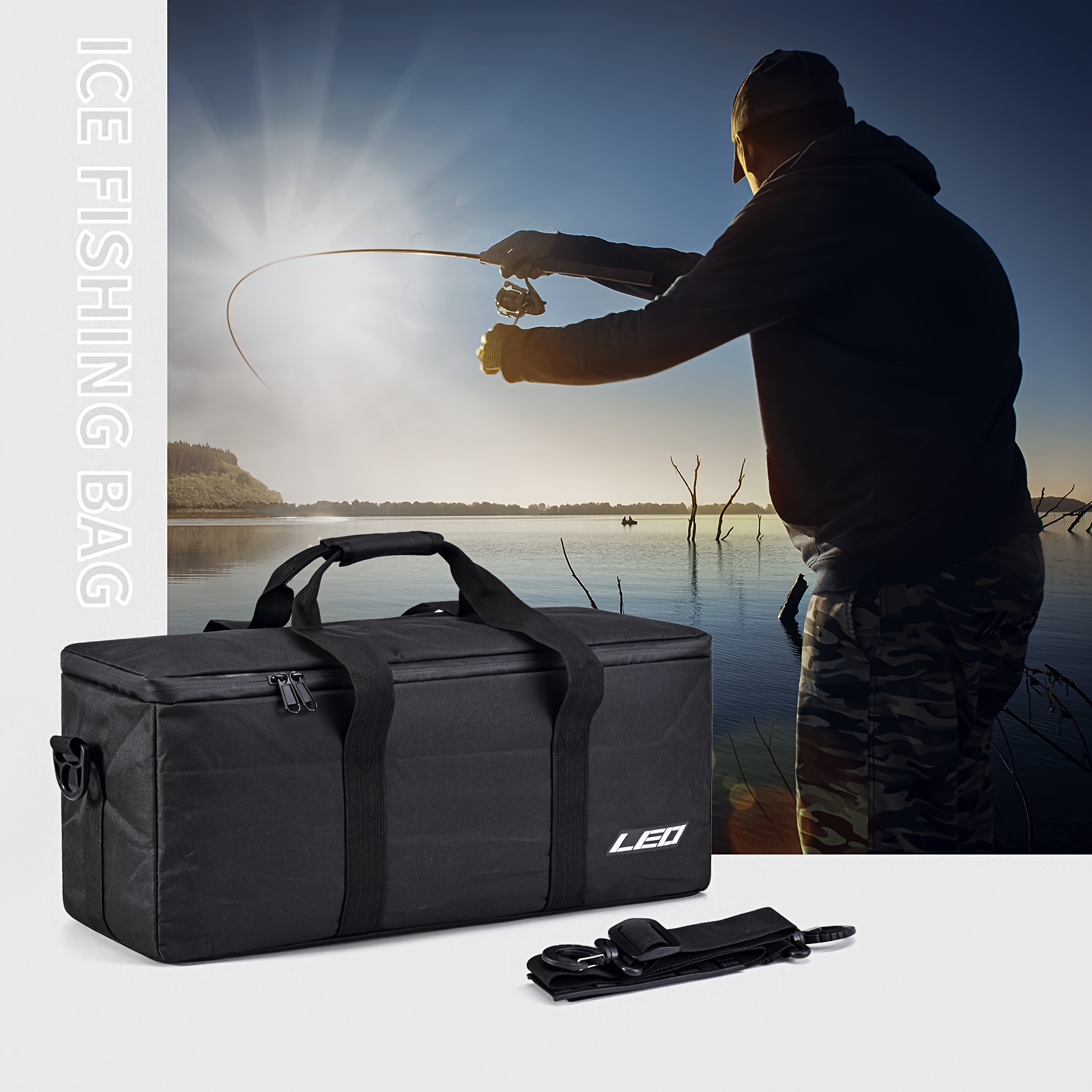 LEO FISHING Foldable Fishing Pole Bag, Portable Storage Bag for Tackle and  Rods, Perfect for Fishing Trips and Adventures 