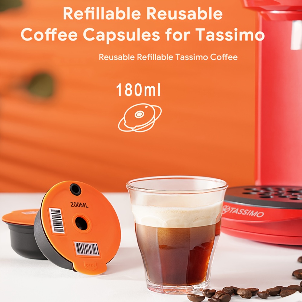 Cápsulas de café reutilizables, filtro de café recargable compatible con  máquinas Tassimo, cápsulas de café con tapas reutilizables (6.1 fl oz)
