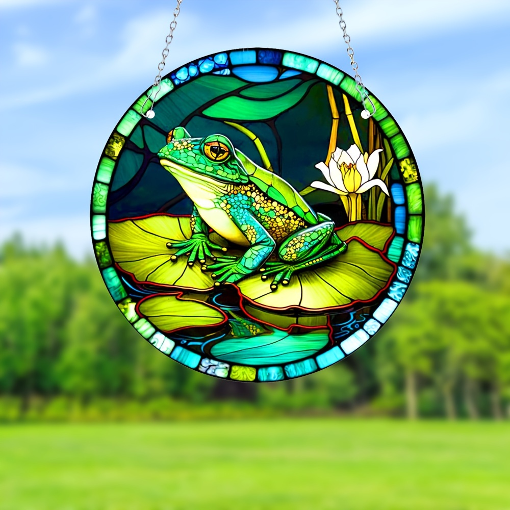 Green Frog Acrylic Stained Window Hangings Frog Lotus - Temu Australia