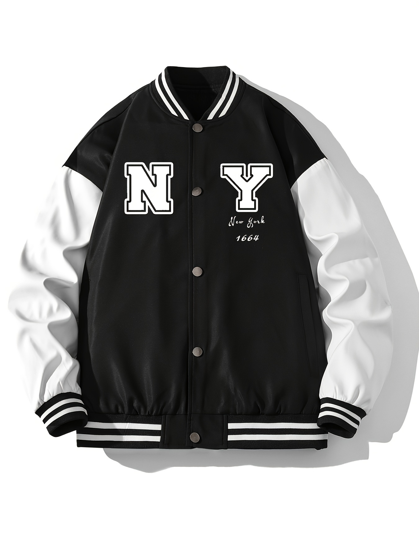 New Men's Pro Baseball Varsity Jacket Dark Green & White Collared All Sizes