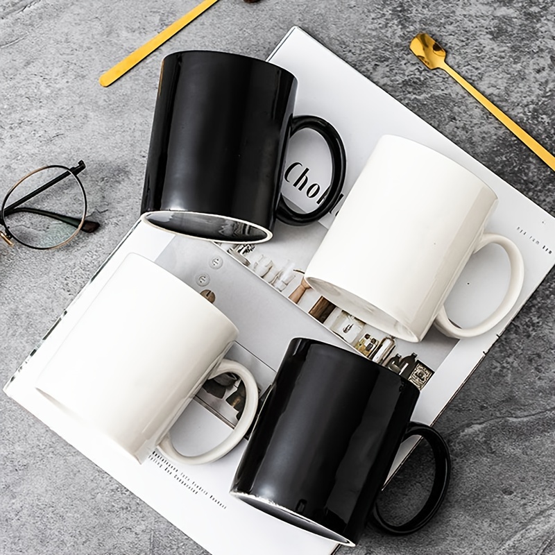 1pc White Black Mug Tea Cup Simple Water Cup Coffee - Temu