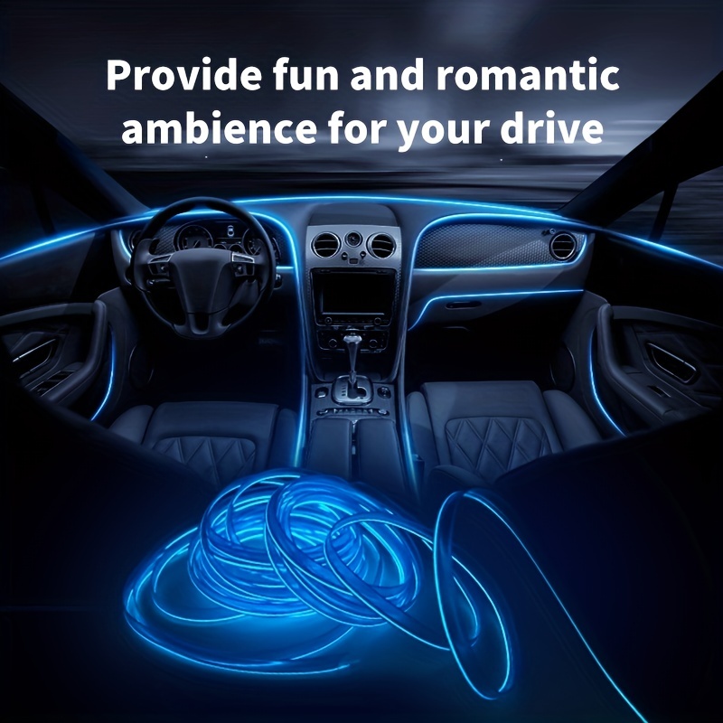 Luces interiores del coche, tira de luz LED para coche de 5 m, tira LED  interior para coche de 5 V, adecuada para todas las luces ambientales del  modelo de coche (azul)