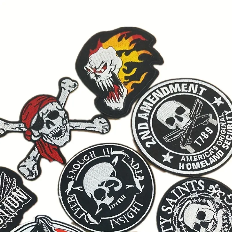 Skull And Ghost Embroidered Fabric Badges, Hip-hop Style Halloween