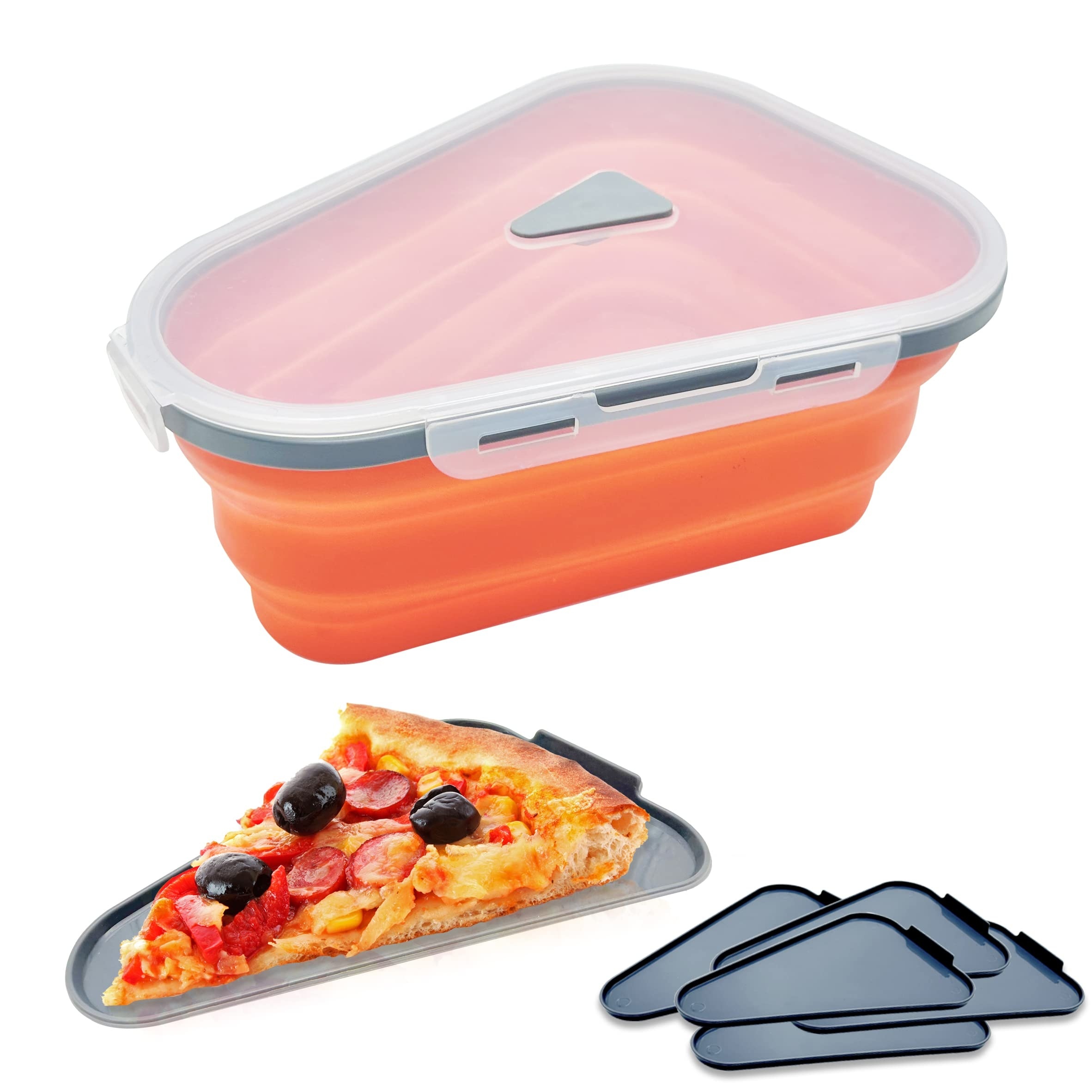 Foldable Triangular Pizza Slice Container Kitchen Tools Reusable Pizza Pack  Container Box Pizza Storage Container Portable