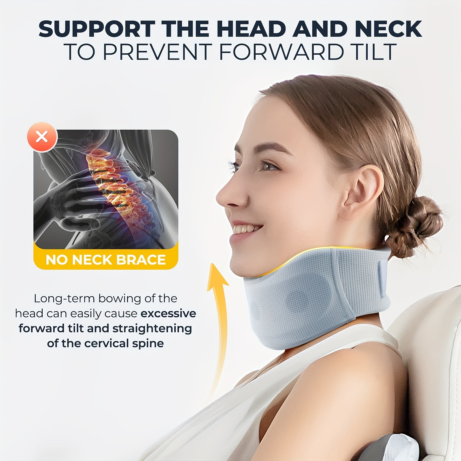 1pc Neck Brace Cervical Collar - Neck Support Brace For Sleeping, Soft Foam  Wraps, Keep Vertebrae Stable And Aligned For Cervical Spine Pressure For W