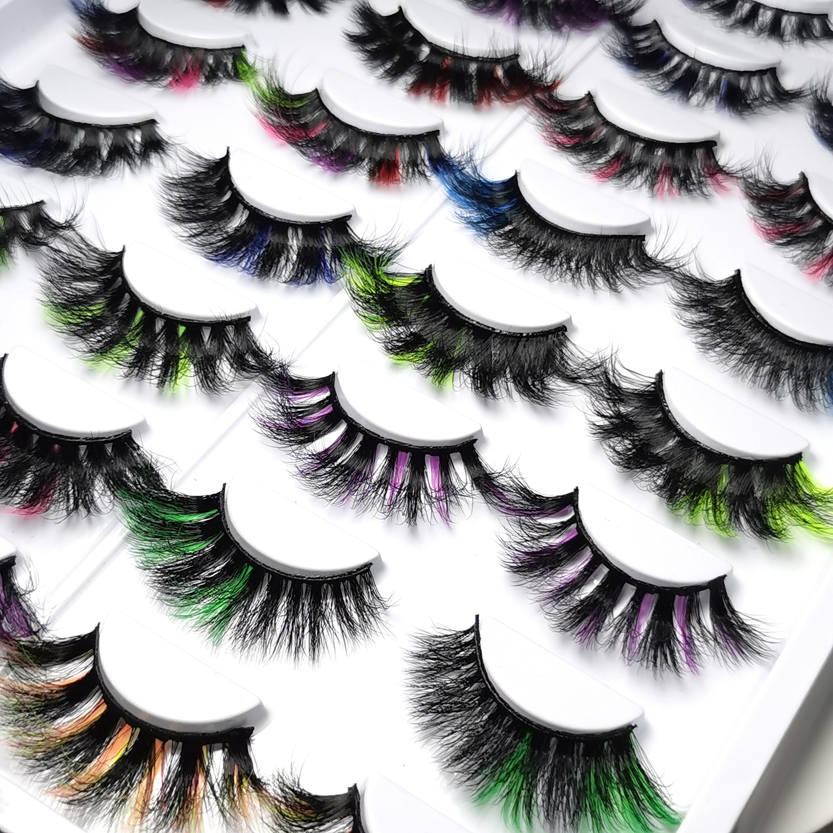 3D Rainbow False Eyelashes 20mm 25mm Fluffy Stage Makeup Lashes