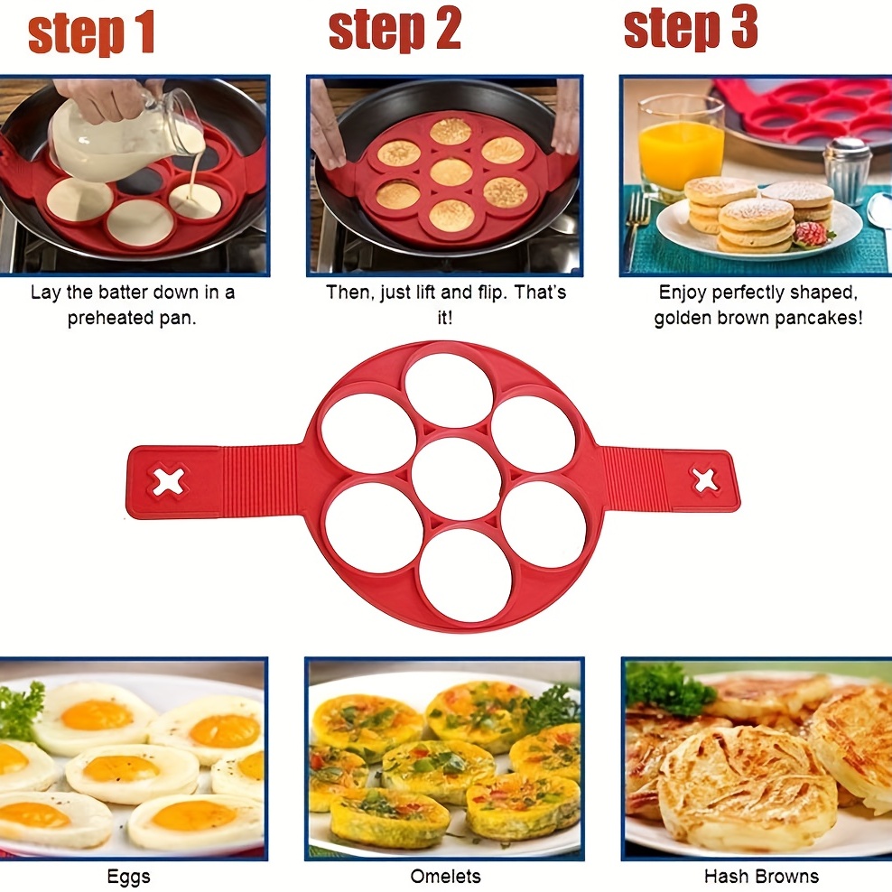 1 Stk. Express-Pfannkuchenmacher Pfannkuchenform Silikon Kuchen Form Wiederverwendbar Silikon Omeletteform (Rot) für Hotels/Kommerziell 4