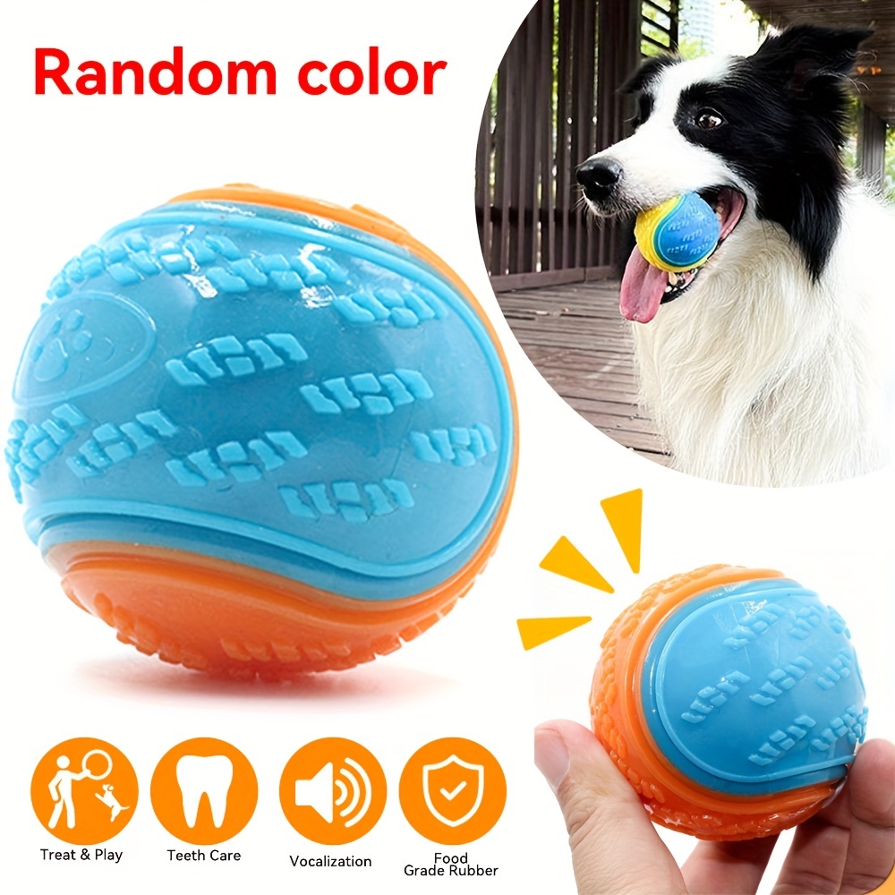 

Interactive Dog Toy: 1pc Pet Ball Squeaker Chew Toy For Puppy Teeth Cleaning & Fun!