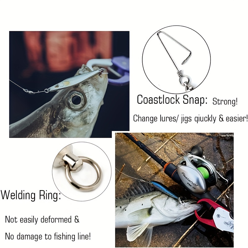 10pcs Fishing Swivels Heavy Duty With Ball Bearing Coastlock Snap Rolling  Stainless Steel Quick Change Hook Lure Connector