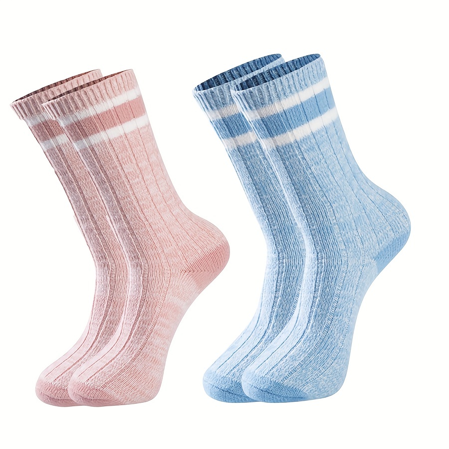 Striped Crew Socks Comfy & Breathable Women's Stockings