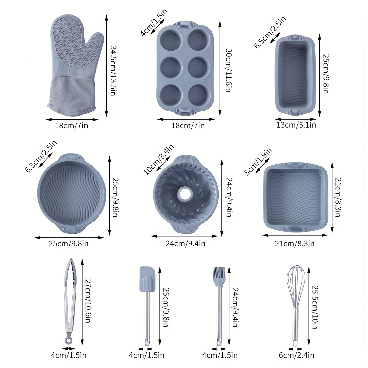 Silicone Bakeware Set, 18-Piece Set including Cupcake Molds, Muffin Pan,  Bread Pan, Cookie, 1 unit - Kroger