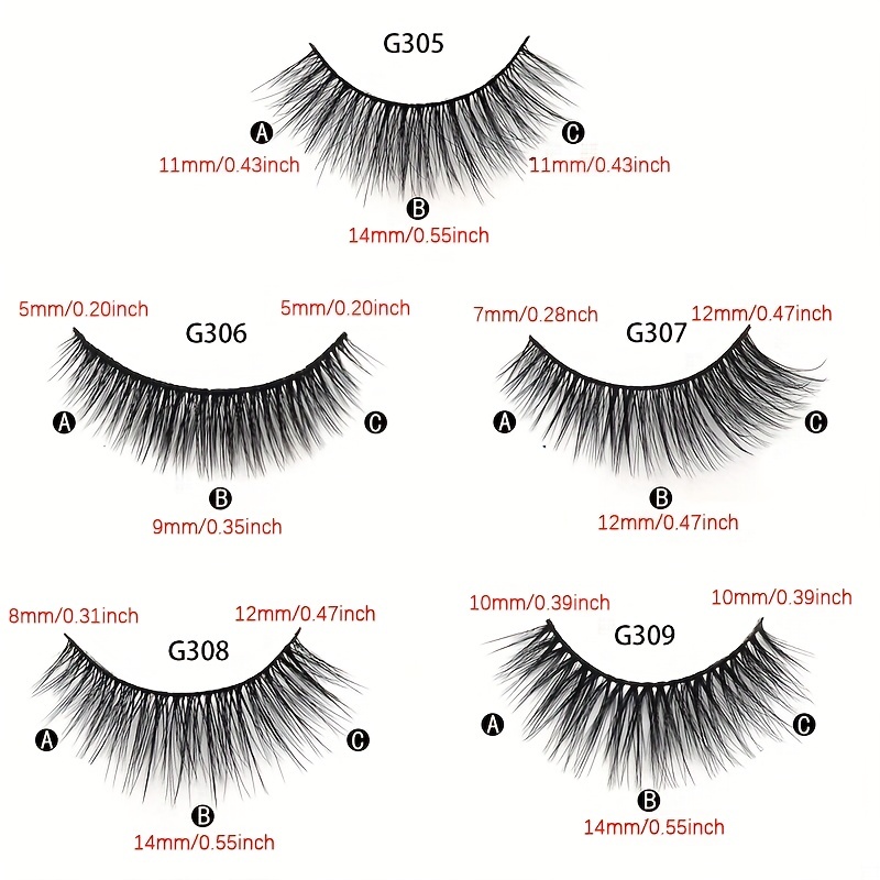 Lash Sizes and Chart For Extensions and Strip Eyelashes