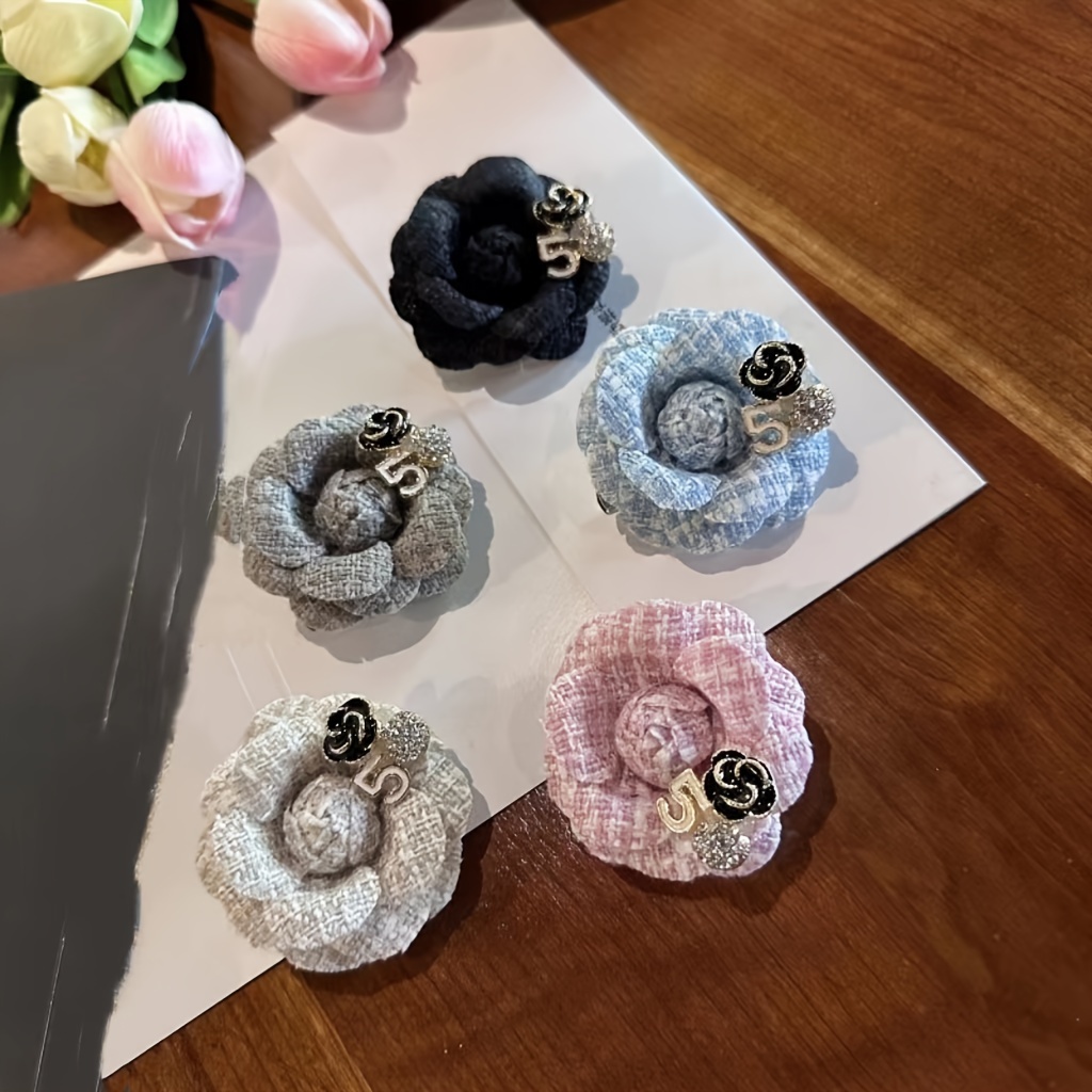 korea trendy Crystal camellia flower pearl brooches pins jewelry for women  brooch accessories