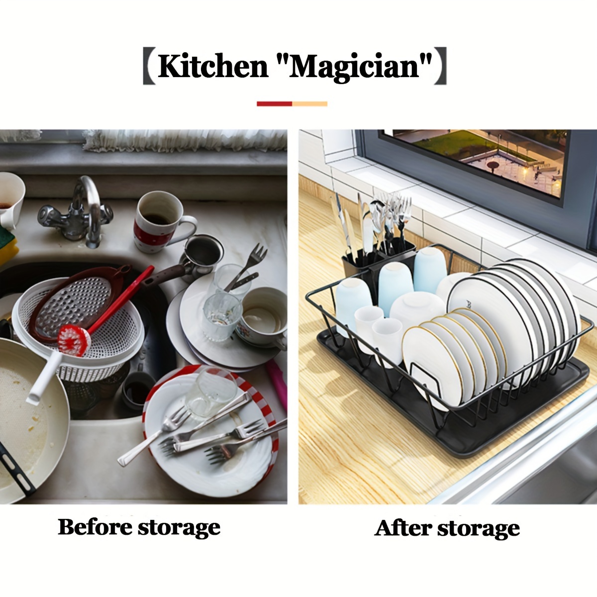  Home Magician 2 Tier Dish Drying Rack with Drain