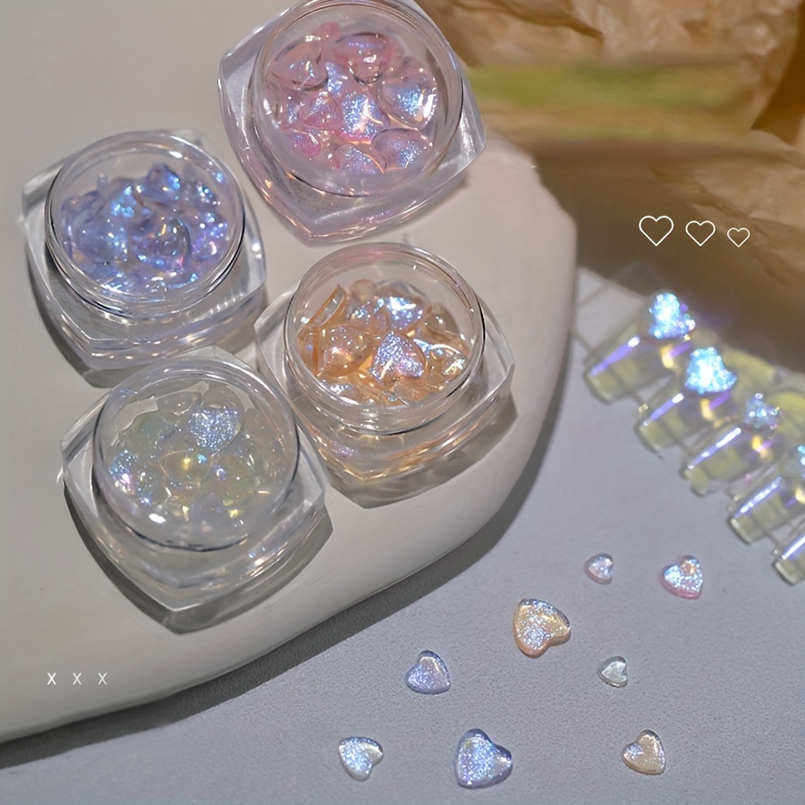 Heytea 120pcs Mix-size Resin Heart 3d Nail Charms Nail Art 3d Iridescent  Nail Hearts Nail Rhinestones And Charms Nail Resin 3d Charms 3d Nail Art  Acce