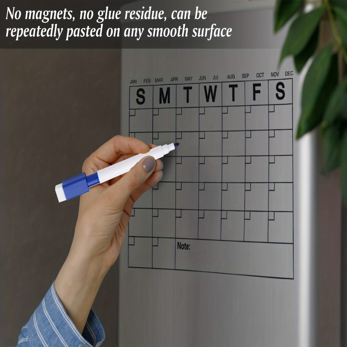 Reusable Dry Erase Sheets Calendar: Stick To Any Smooth - Temu