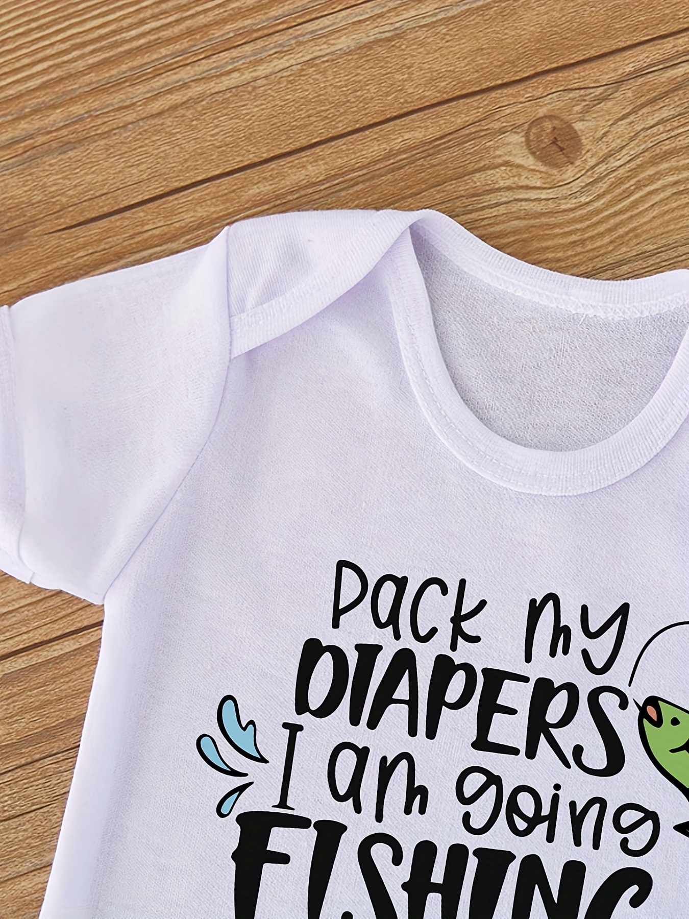 Baby Girls and Boys Cute Pack My Diapers I'm Going Fishing with Daddy Short Sleeve Onesie Clothes for Summer, Christmas Gifts,Temu