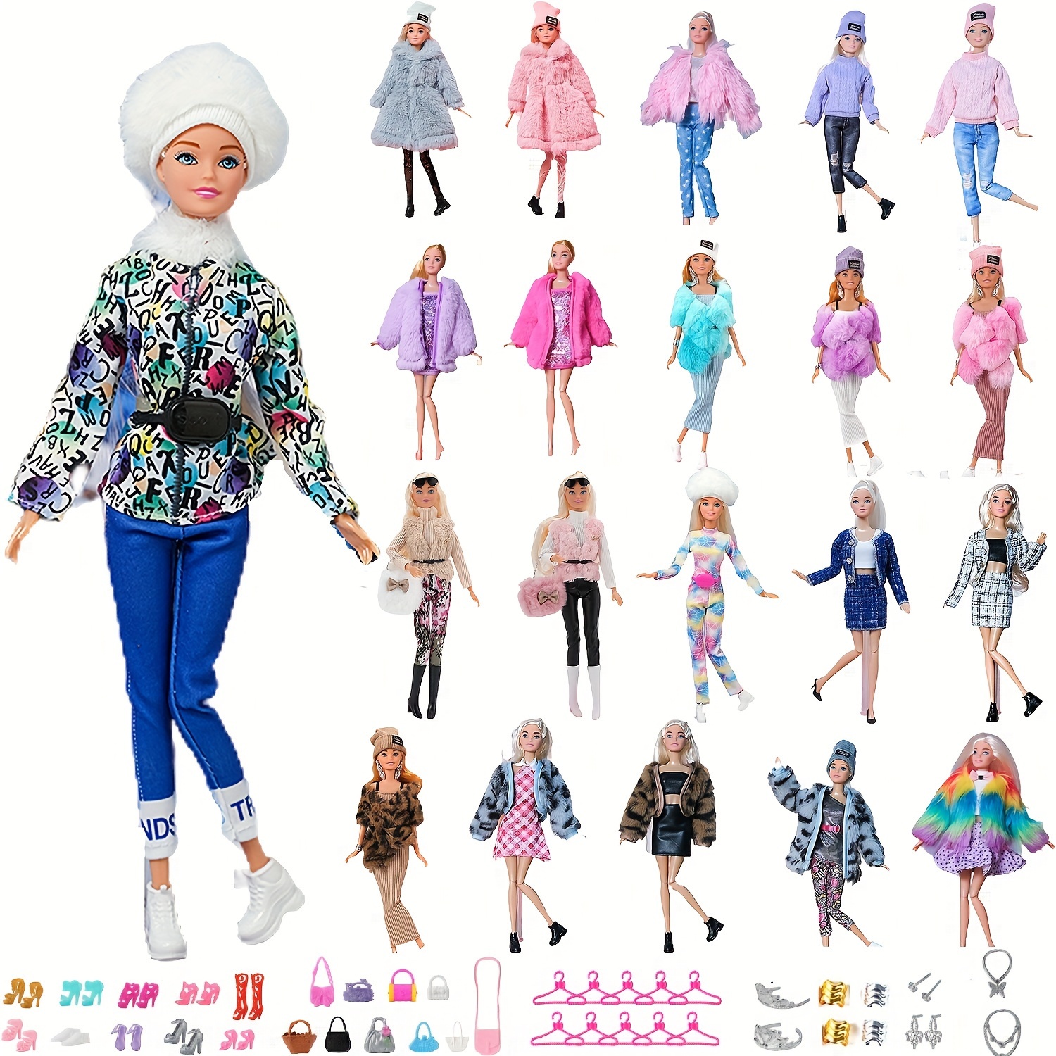Doll Clothes Accessories Handmade Rainbow Pattern Tops Tight