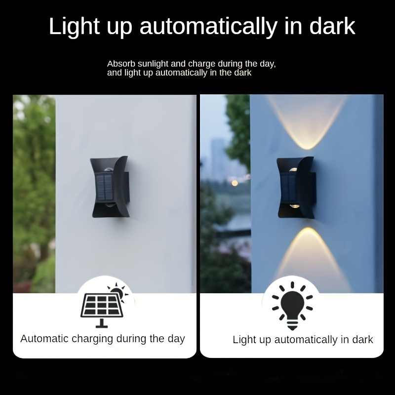 2 uds colector Solar luces arriba y abajo lámparas solares impermeable  interior exterior LED luz de pared para jardín Patio garaje camino de  entrada