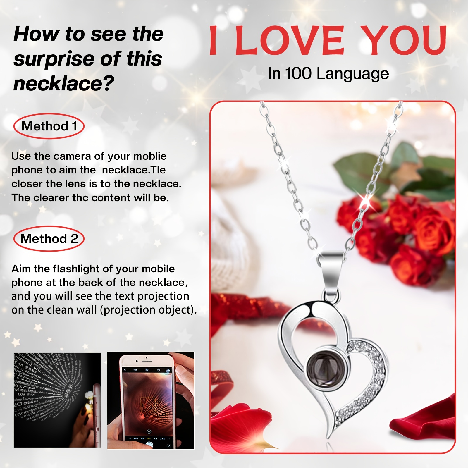 Preserved Real Rose Love Necklace Eternal Flowers Rose Gifts
