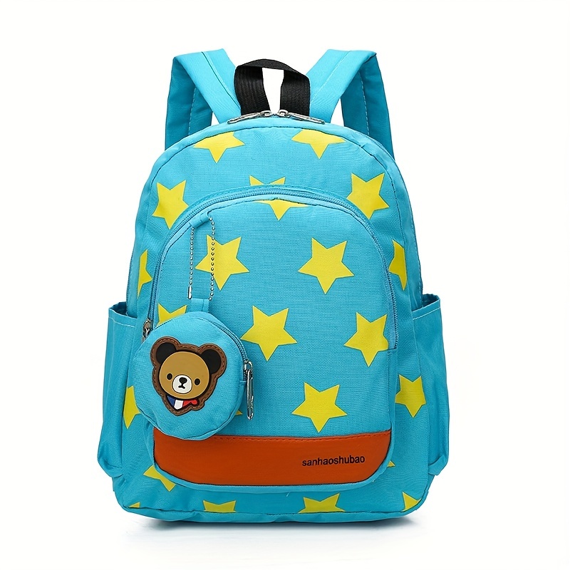 Children's Star Print Bear Backpack With Small Coin Purse