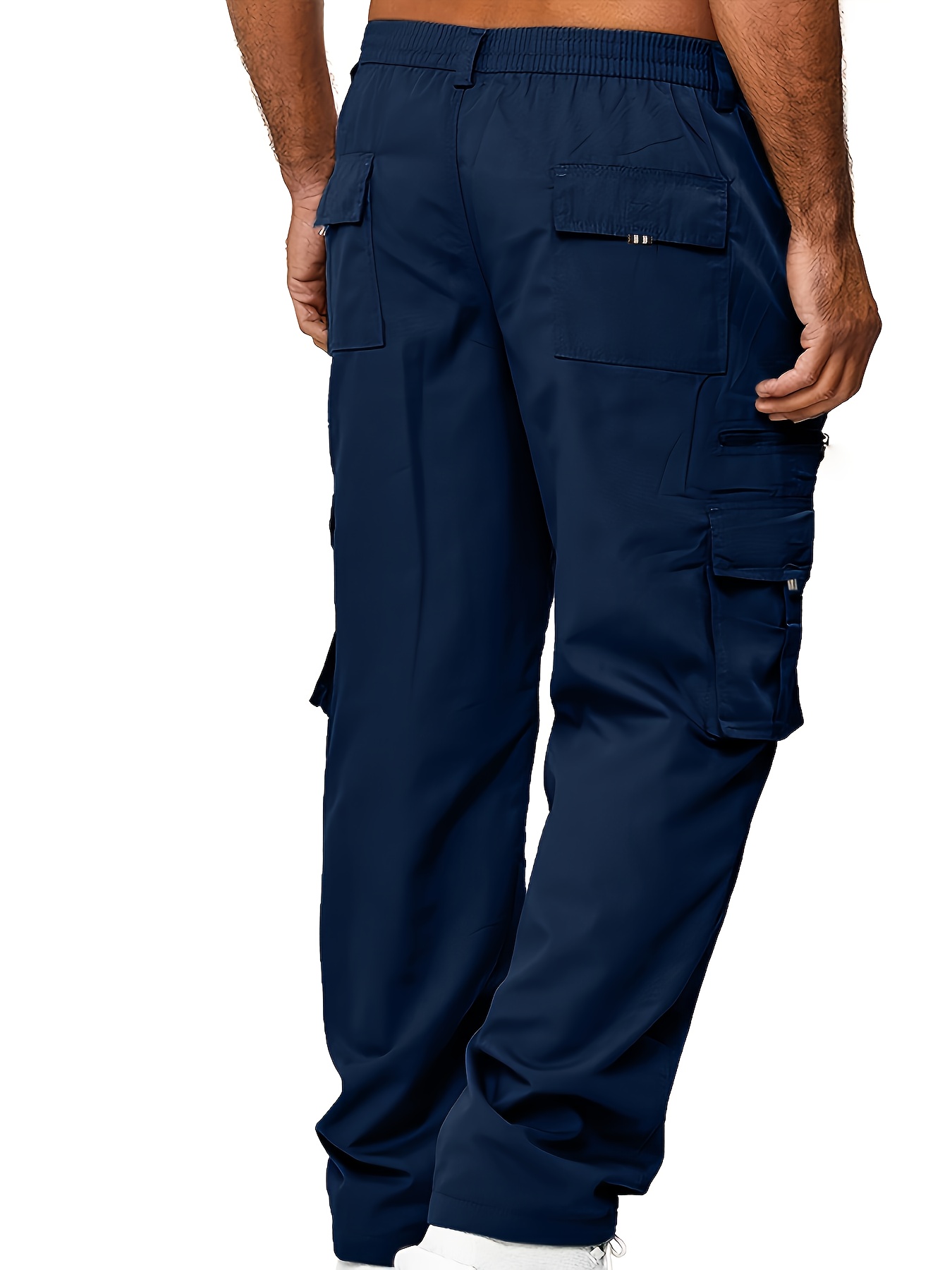 Pantalón de trabajo para hombre fino y elástico azul marino