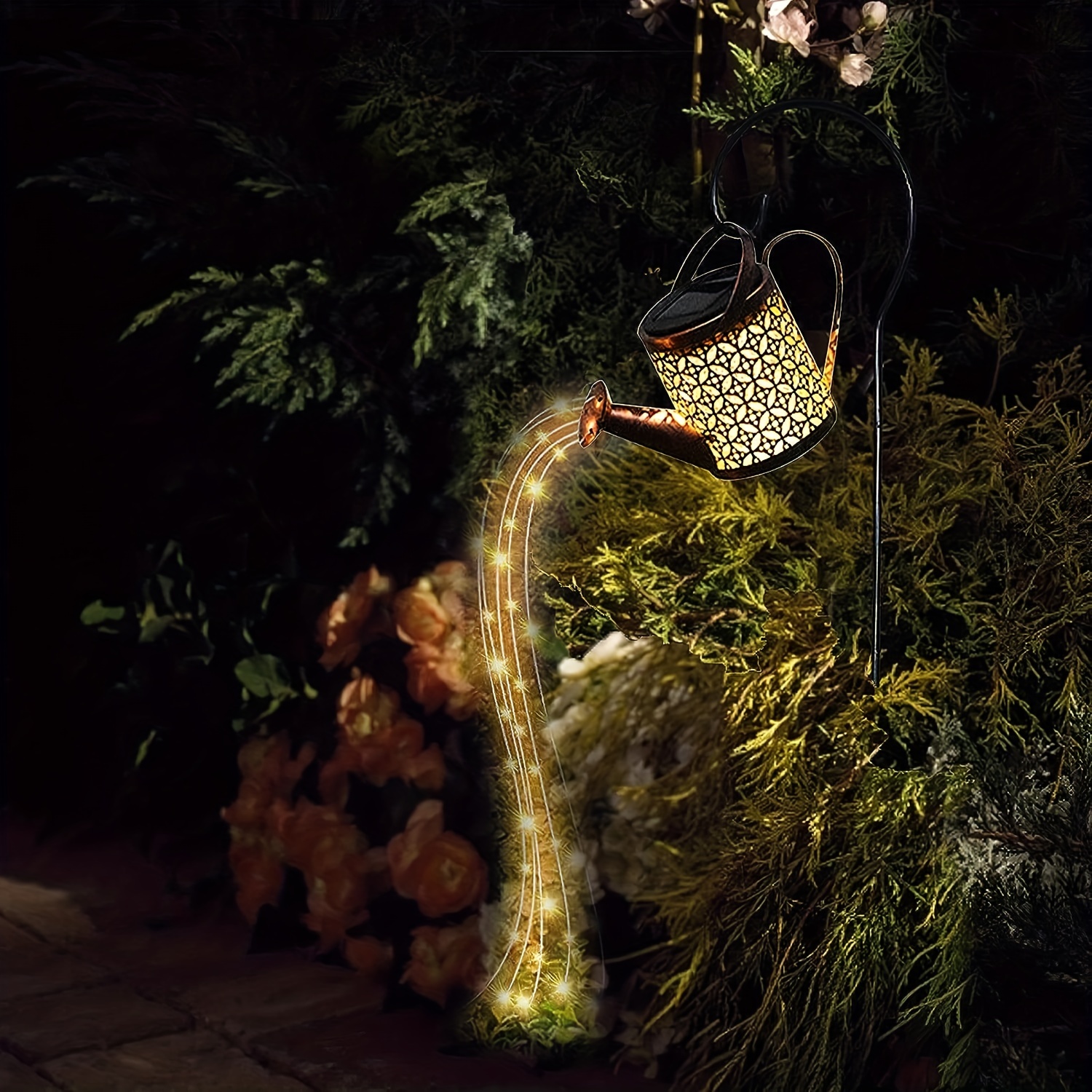 Linterna Solar de 20 LED para exteriores regadera colgante lámpara de  Wdftyju cadena alimentada por energía Solar luz impermeable para el hogar y  el jardín